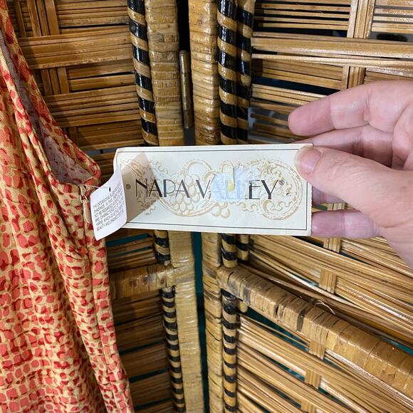 Napa Valley Linen Blend Maxi Dress Red Print Sleeveless Side Slit NWT Small - Picture 3 of 9